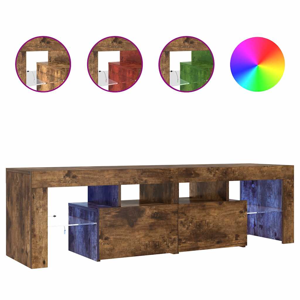 vidaXL Έπιπλο Τηλεόρασης με LED Καπνιστή Δρυς 140 x 36,5 x 40 εκ.