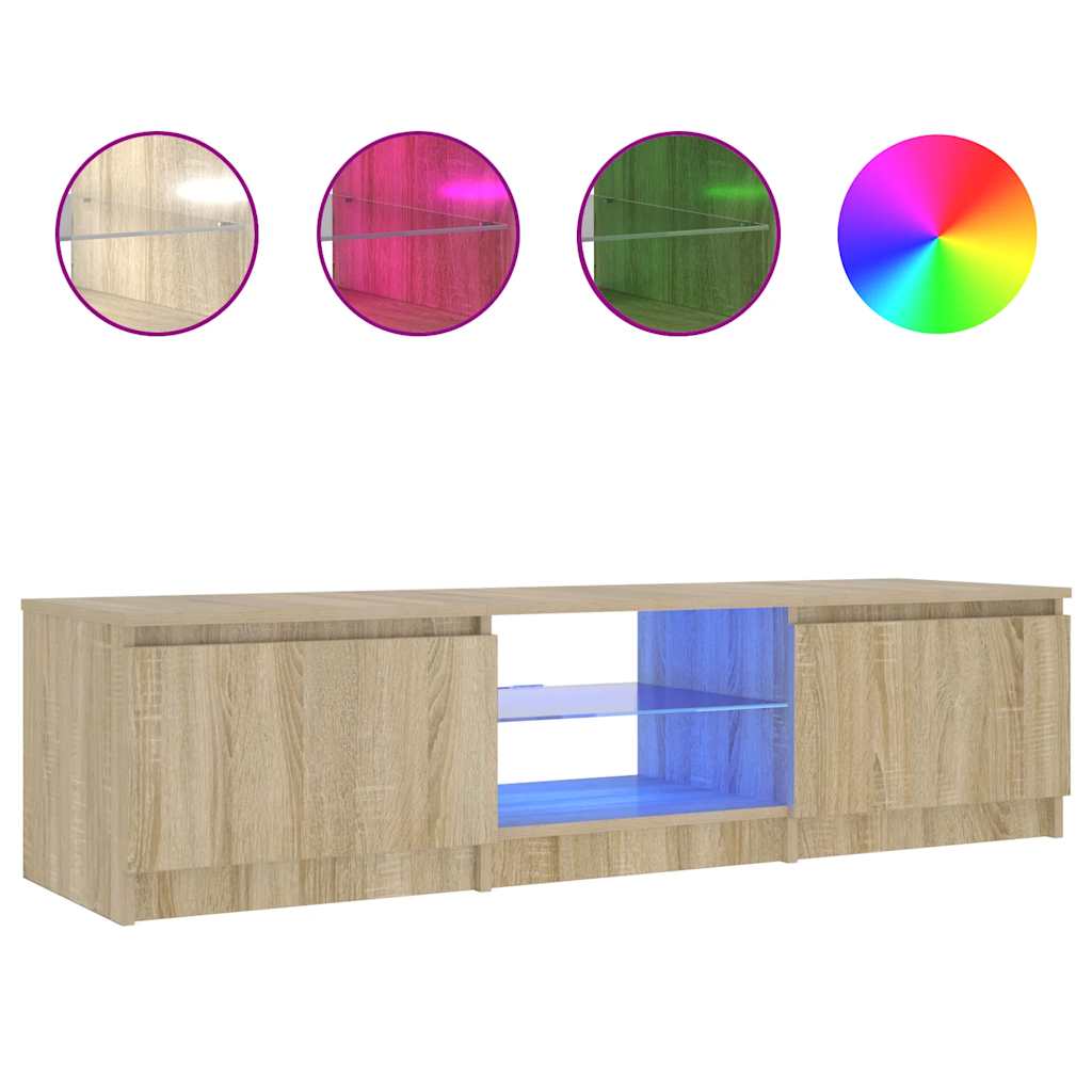 vidaXL Έπιπλο Τηλεόρασης με LED Καπνιστή Δρυς 140x40x36 εκ.