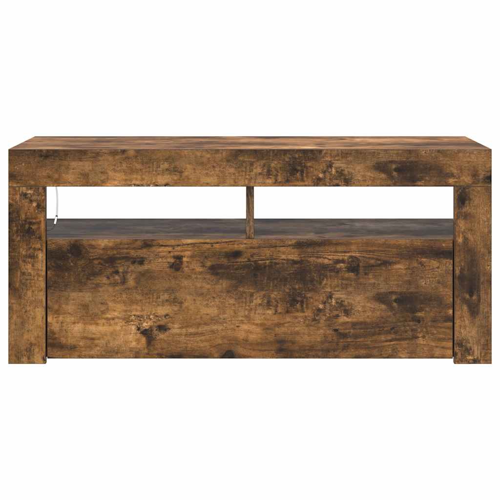 vidaXL Έπιπλο Τηλεόρασης με LED Καπνιστή Δρυς 90x35x40 εκ.