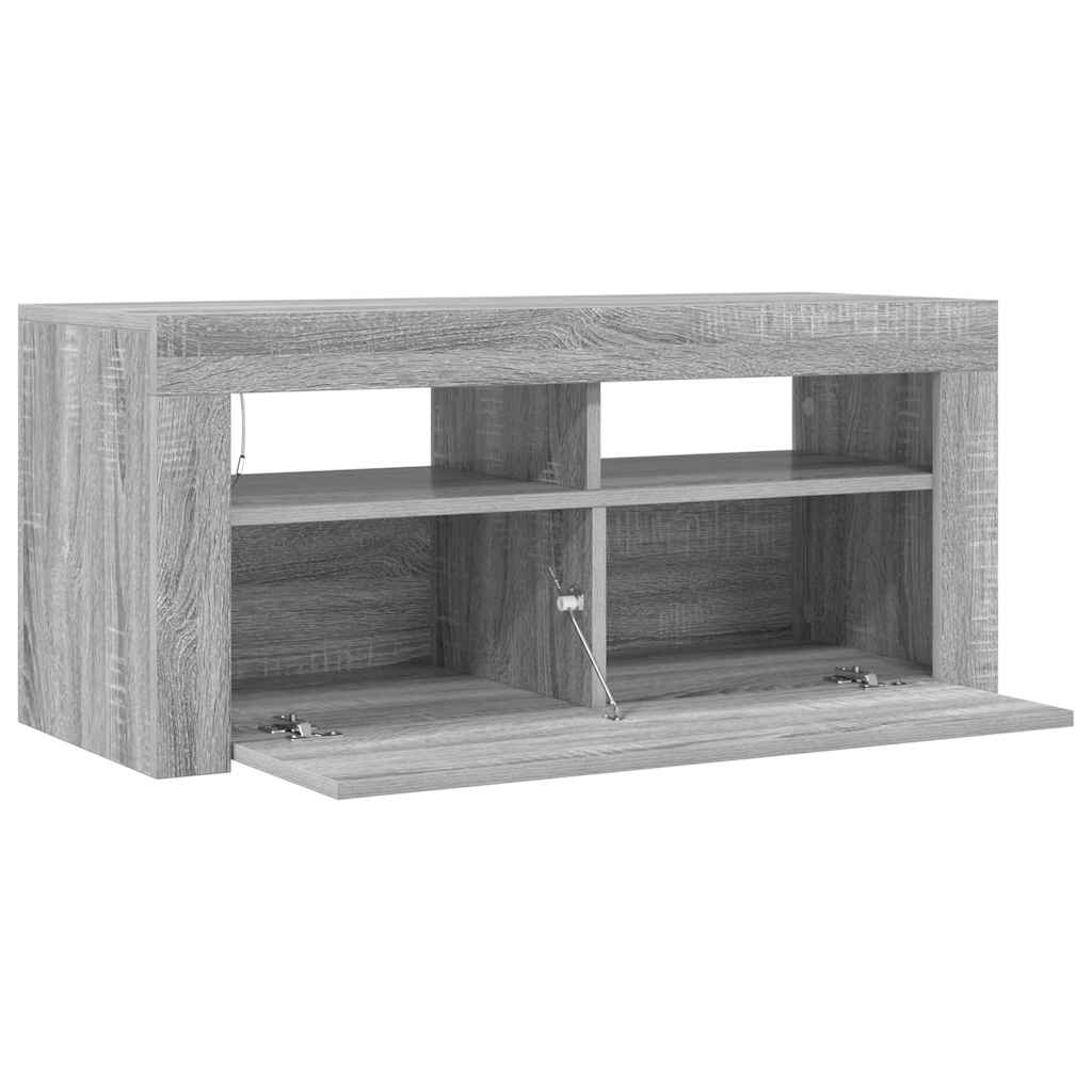 vidaXL Έπιπλο Τηλεόρασης με LED Γκρι Sonoma 90x35x40 εκ.