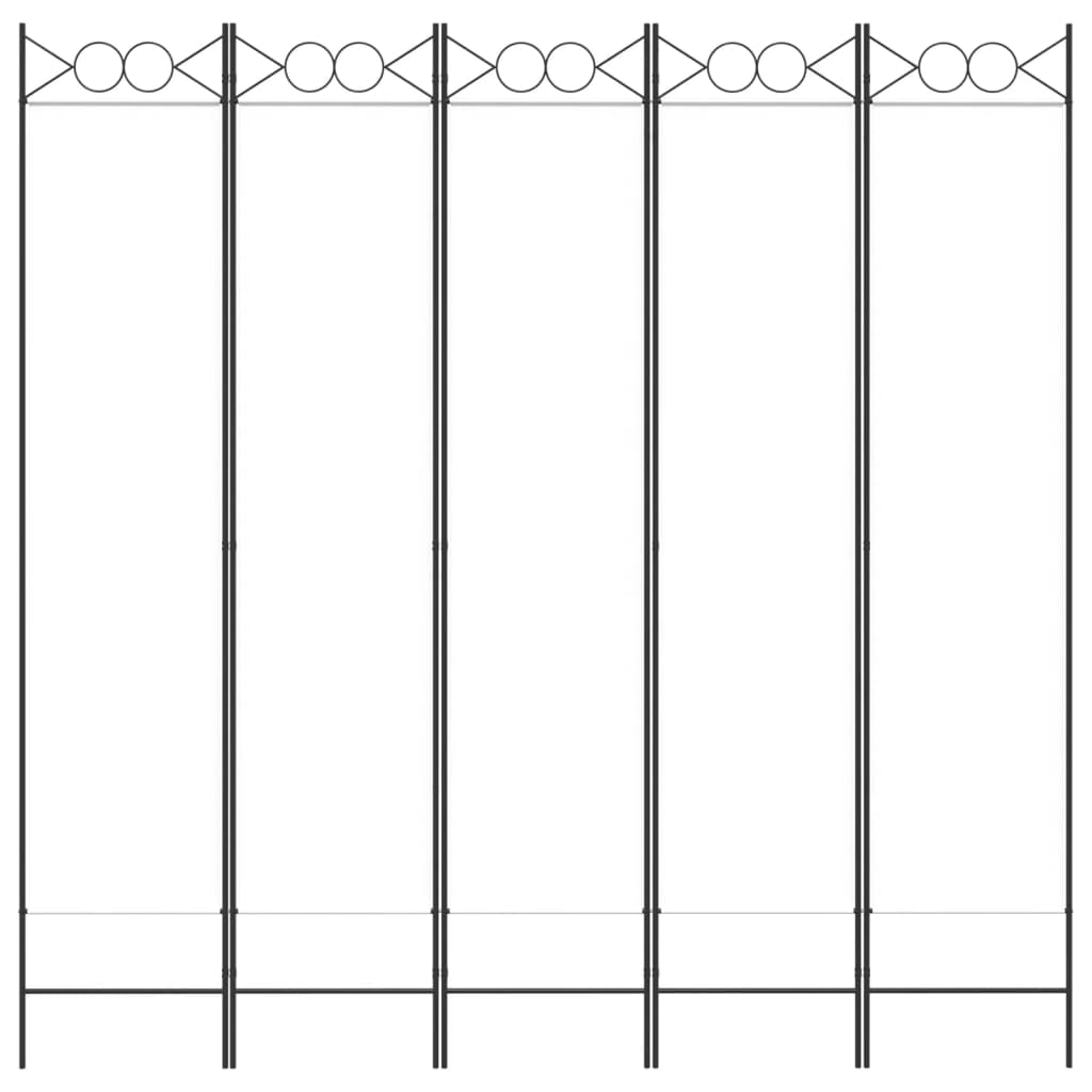 vidaXL Διαχωριστικό Δωματίου με 5 Πάνελ Λευκό 200x200 εκ. από Ύφασμα