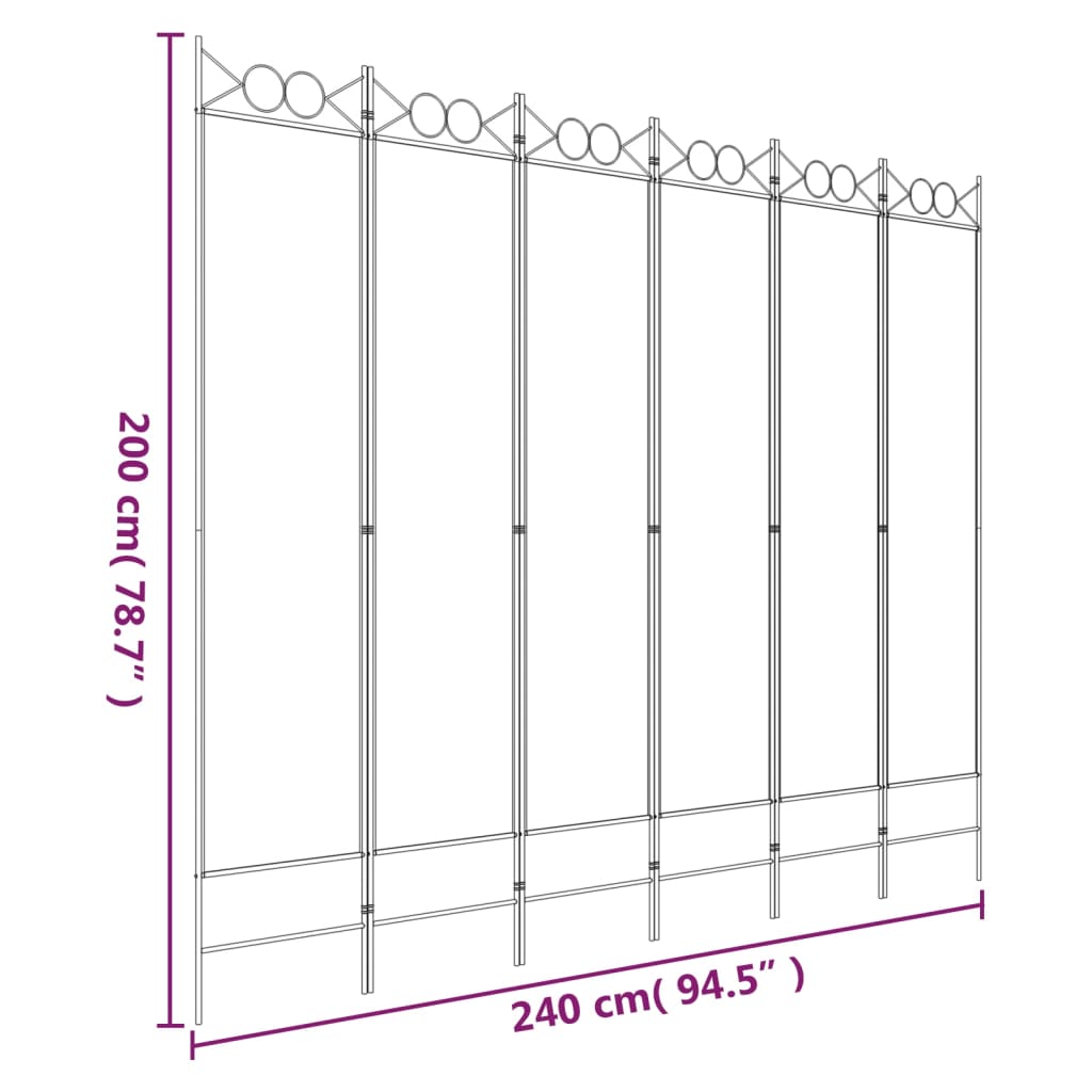 vidaXL Διαχωριστικό Δωματίου με 6 Πάνελ Καφέ 240x200 εκ. από Ύφασμα