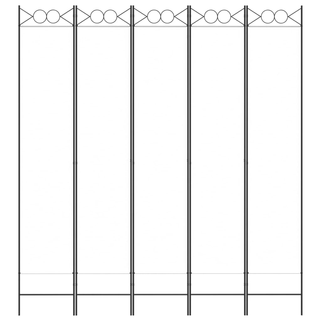 vidaXL Διαχωριστικό Δωματίου με 5 Πάνελ Λευκό 200x220 εκ. από Ύφασμα