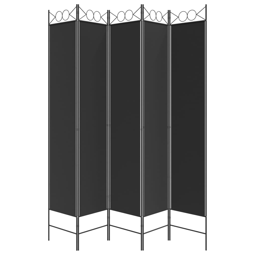 vidaXL Διαχωριστικό Δωματίου με 5 Πάνελ Μαύρο 200 x 220 εκ. Υφασμάτινο