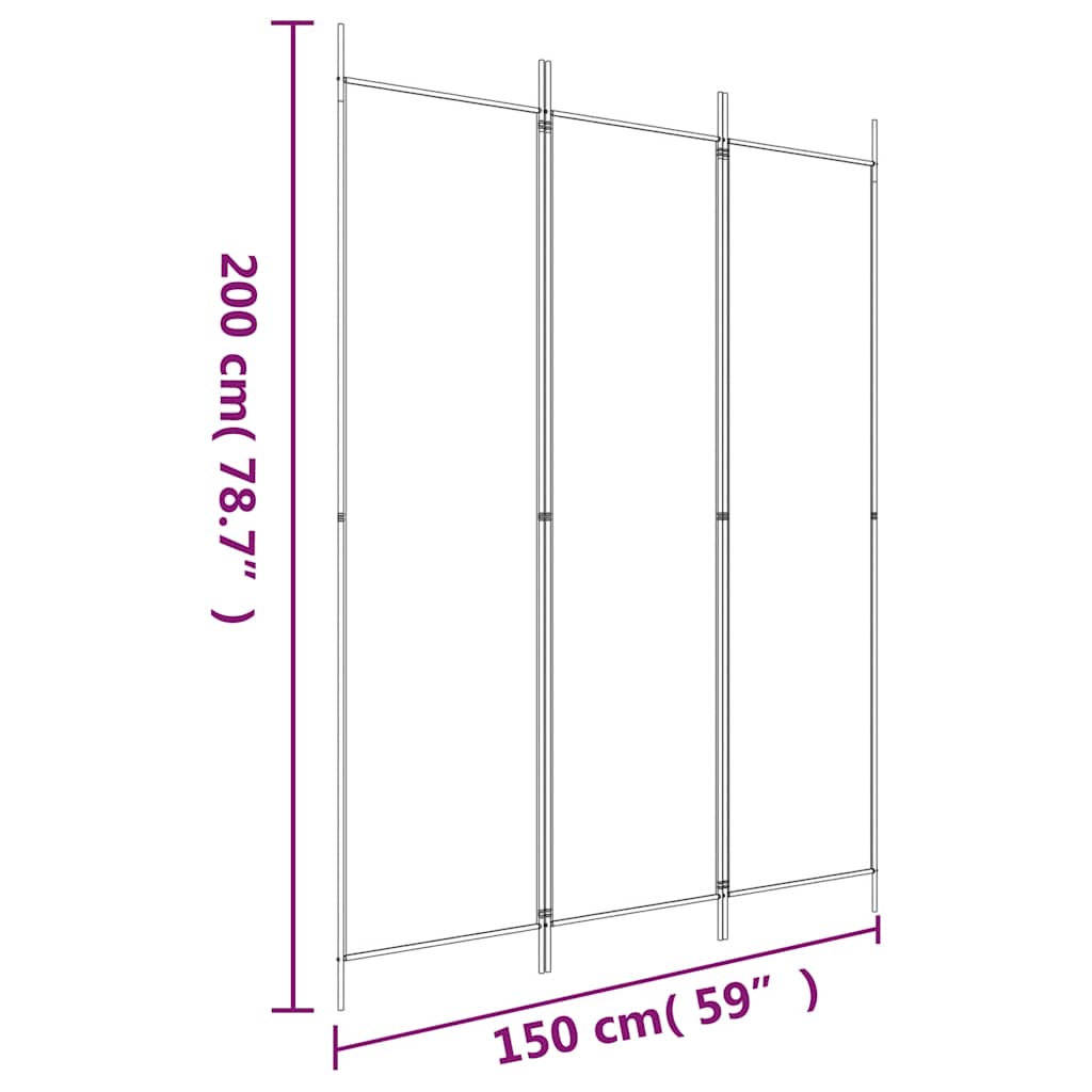 vidaXL Διαχωριστικό Δωματίου με 3 Πάνελ Μαύρο 150x200 εκ. από Ύφασμα