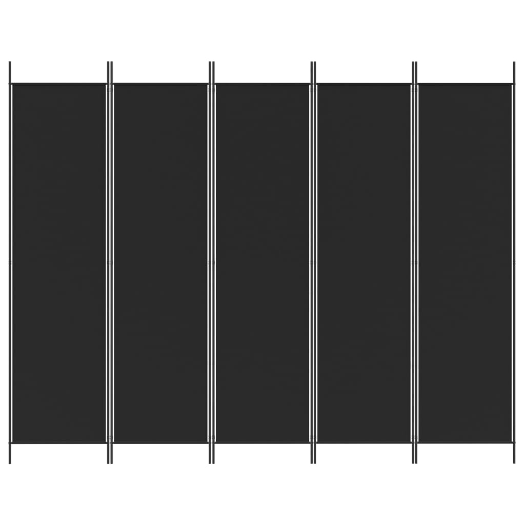 vidaXL Διαχωριστικό Δωματίου με 5 Πάνελ Μαύρο 250x200 εκ. από Ύφασμα