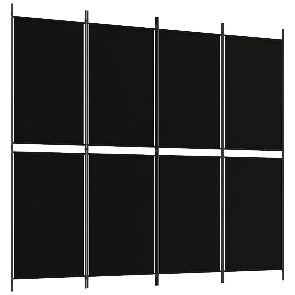 vidaXL Διαχωριστικό Δωματίου με 4 Πάνελ Μαύρο 200x180 εκ. από Ύφασμα