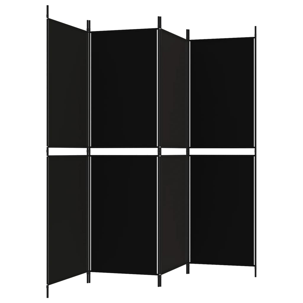 vidaXL Διαχωριστικό Δωματίου με 4 Πάνελ Μαύρο 200x180 εκ. από Ύφασμα