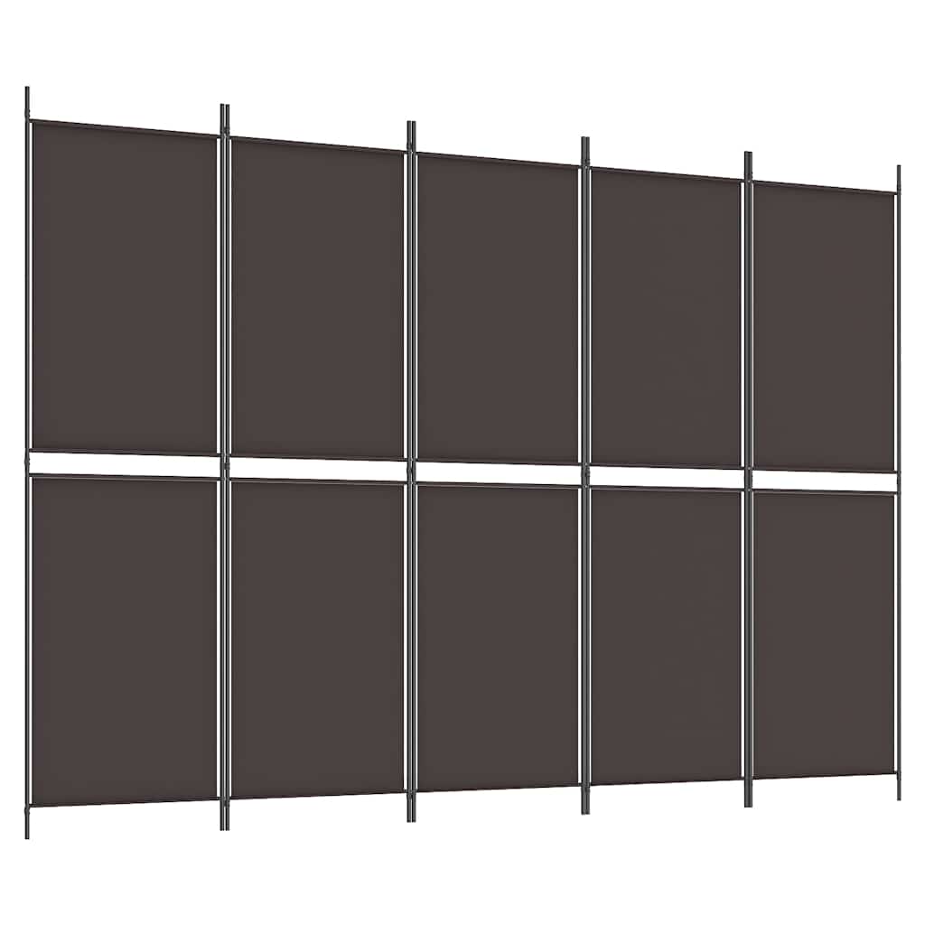 vidaXL Διαχωριστικό Δωματίου με 5 Πάνελ Καφέ 250x180 εκ. από Ύφασμα