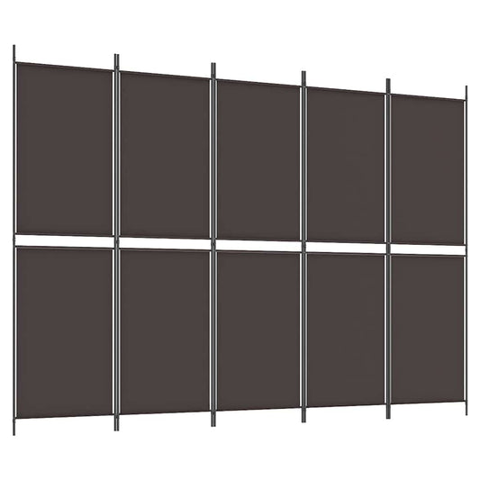 vidaXL Διαχωριστικό Δωματίου με 5 Πάνελ Καφέ 250x180 εκ. από Ύφασμα