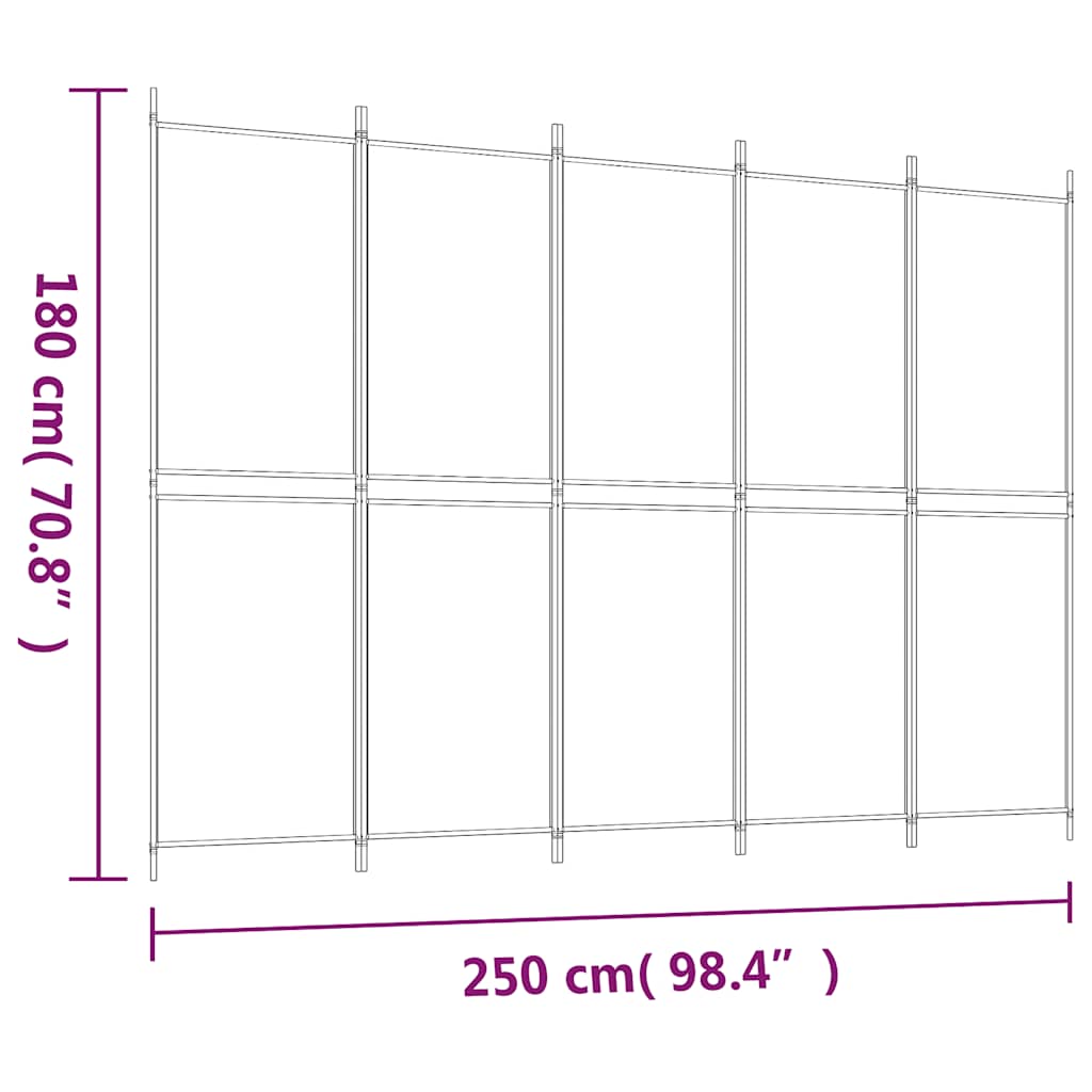 vidaXL Διαχωριστικό Δωματίου με 5 Πάνελ Καφέ 250x180 εκ. από Ύφασμα