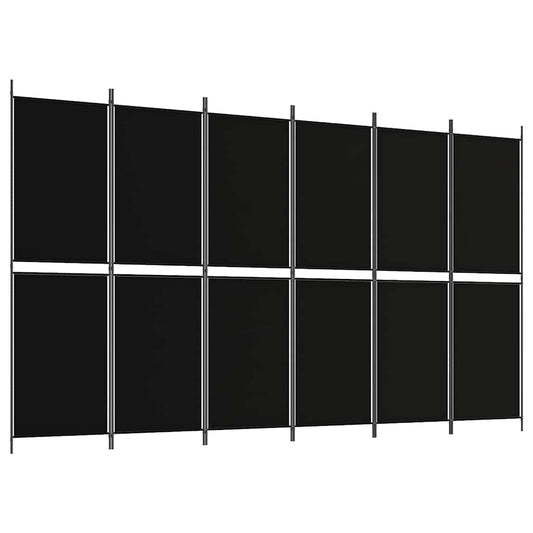 vidaXL Διαχωριστικό Δωματίου με 6 Πάνελ Μαύρο 300x180 εκ. από Ύφασμα