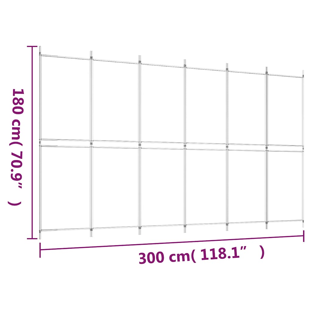 vidaXL Διαχωριστικό Δωματίου με 6 Πάνελ Μαύρο 300x180 εκ. από Ύφασμα
