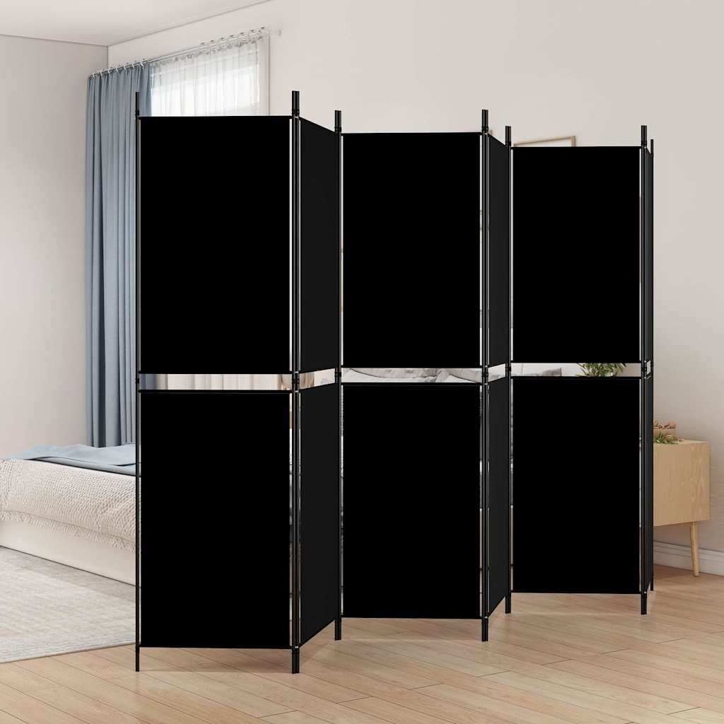 vidaXL Διαχωριστικό Δωματίου με 6 Πάνελ Μαύρο 300x180 εκ. από Ύφασμα