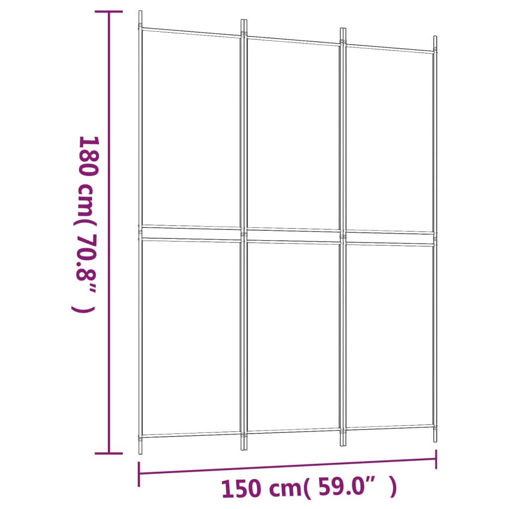 vidaXL Διαχωριστικό Δωματίου με 3 Πάνελ Μαύρο 150x200 εκ. από Ύφασμα