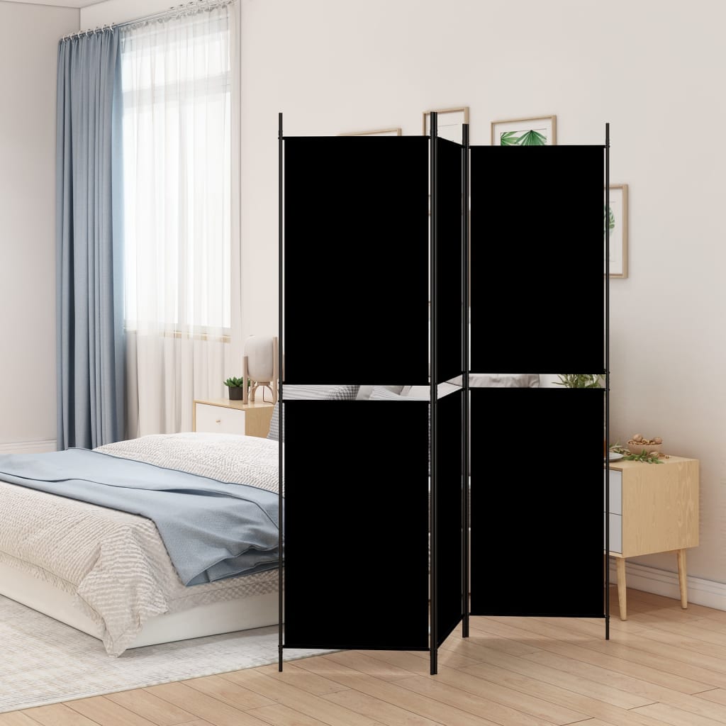 vidaXL Διαχωριστικό Δωματίου με 3 Πάνελ Μαύρο 150x200 εκ. από Ύφασμα
