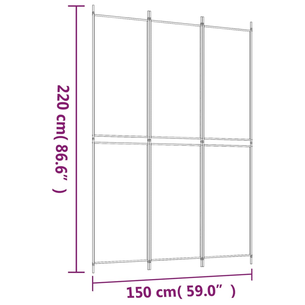 vidaXL Διαχωριστικό Δωματίου με 3 Πάνελ Μαύρο 150x220 εκ. από Ύφασμα