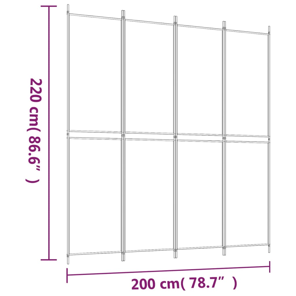 vidaXL Διαχωριστικό Δωματίου με 4 Πάνελ Μαύρο 200 x 220 εκ. Υφασμάτινο