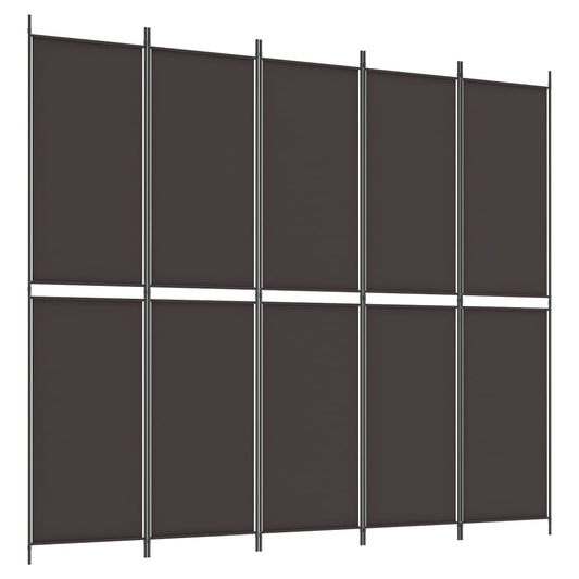vidaXL Διαχωριστικό Δωματίου με 5 Πάνελ Καφέ 250x220 εκ. από Ύφασμα