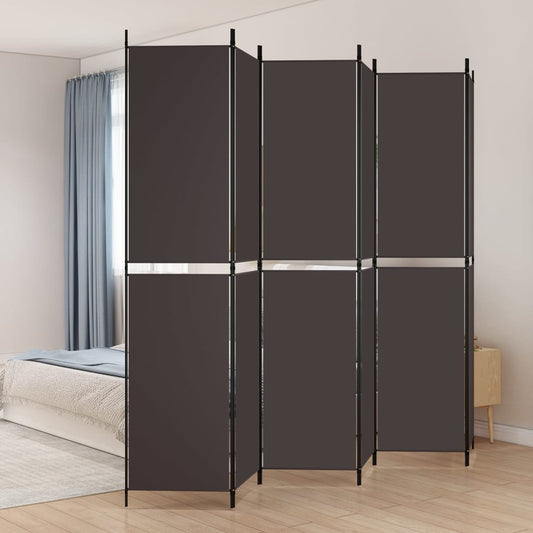 vidaXL Διαχωριστικό Δωματίου με 6 Πάνελ Καφέ 300x220 εκ. από Ύφασμα