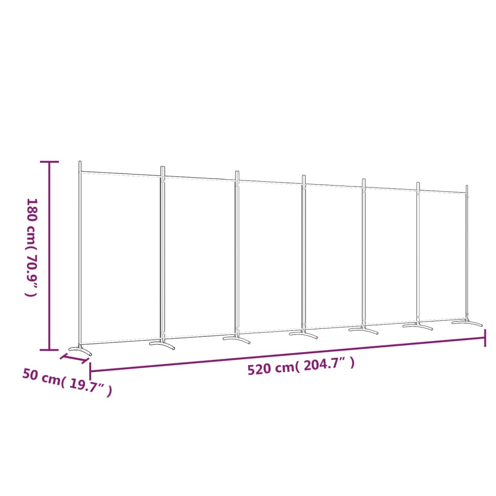 vidaXL Διαχωριστικό Δωματίου με 6 Πάνελ Καφέ 520x180 εκ. από Ύφασμα