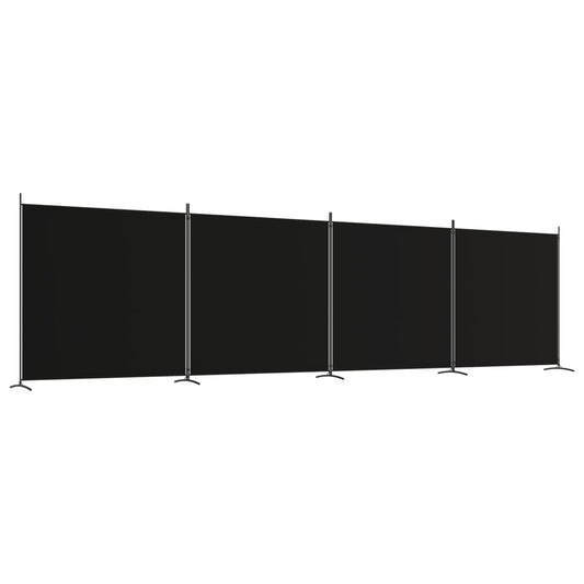 vidaXL Διαχωριστικό Δωματίου με 4 Πάνελ Μαύρο 698x180 εκ. από Ύφασμα