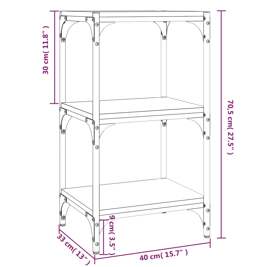 vidaXL Βιβλιοθήκη Sonoma Δρυς 40x33x70,5 εκ. Επεξεργ. Ξύλο & Ατσάλι