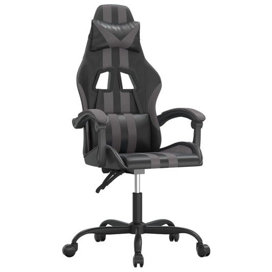 vidaXL Καρέκλα Gaming Περιστρεφόμενη Μαύρη/Γκρι από Συνθετικό Δέρμα