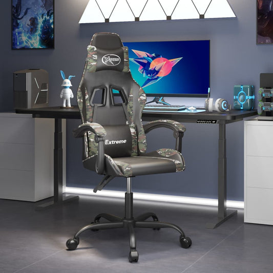 vidaXL Καρέκλα Gaming Περιστρεφόμενη Μαύρη/Παραλλαγή Συνθετικό Δέρμα