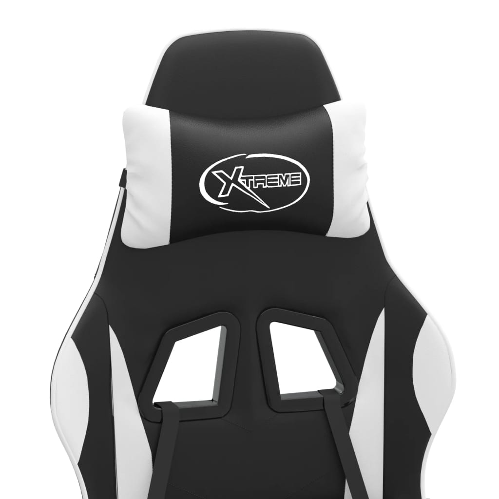 vidaXL Καρέκλα Gaming Περιστρ. Υποπόδιο Μαύρο άσπρο Συνθετικό Δέρμα