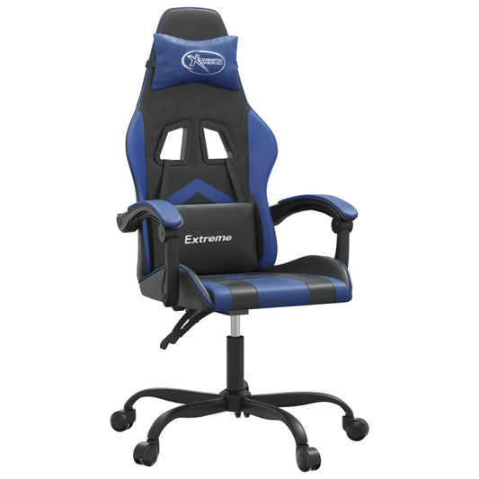 vidaXL Καρέκλα Gaming Περιστρεφόμενη Μαύρη & Μπλε από Συνθετικό Δέρμα