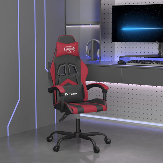 vidaXL Καρέκλα Gaming Περιστρεφόμενη Μαύρη/Μπορντό από Συνθετικό Δέρμα