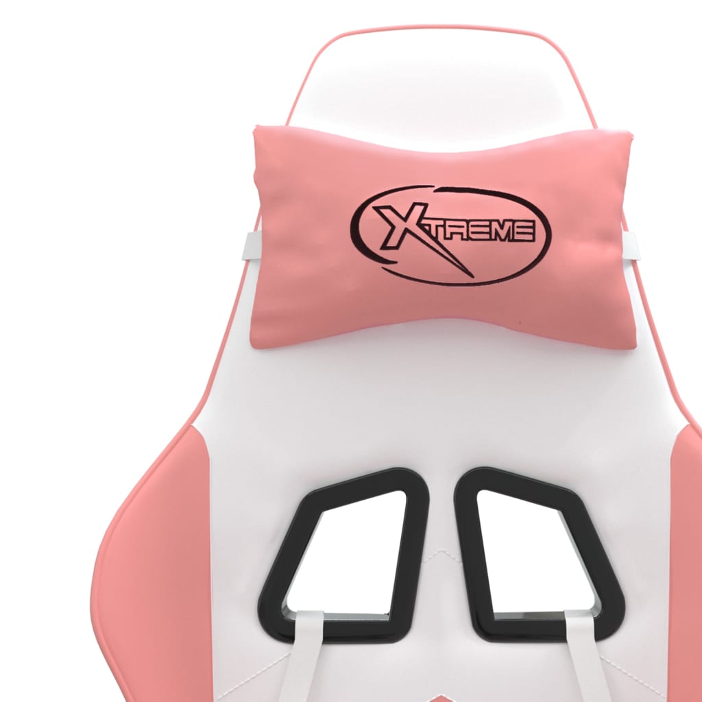 vidaXL Καρέκλα Gaming Περιστρεφόμενη Λευκή και Ροζ από Συνθετικό Δέρμα