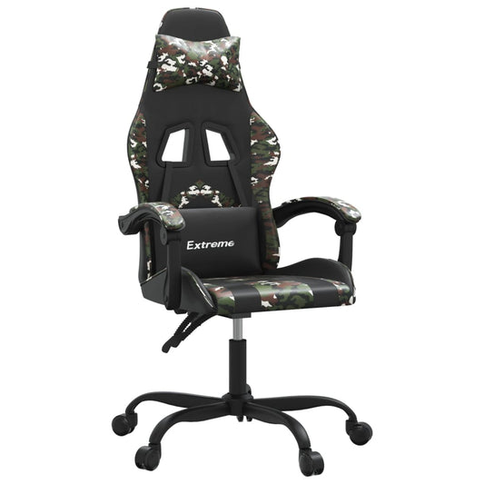 vidaXL Καρέκλα Gaming Περιστρεφόμενη Μαύρη/Παραλλαγή Συνθετικό Δέρμα