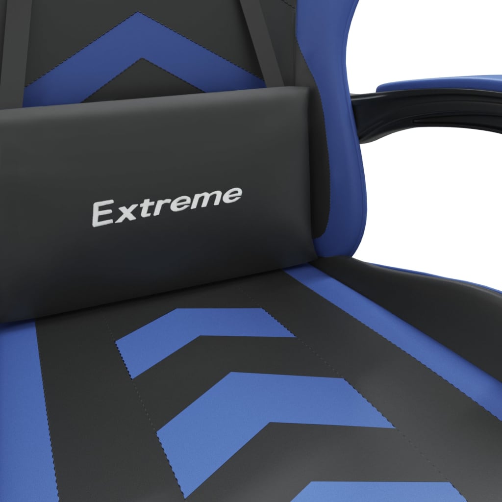 vidaXL Καρέκλα Gaming Περιστρ. Υποπόδιο Μαύρο & Μπλε Συνθετικό Δέρμα