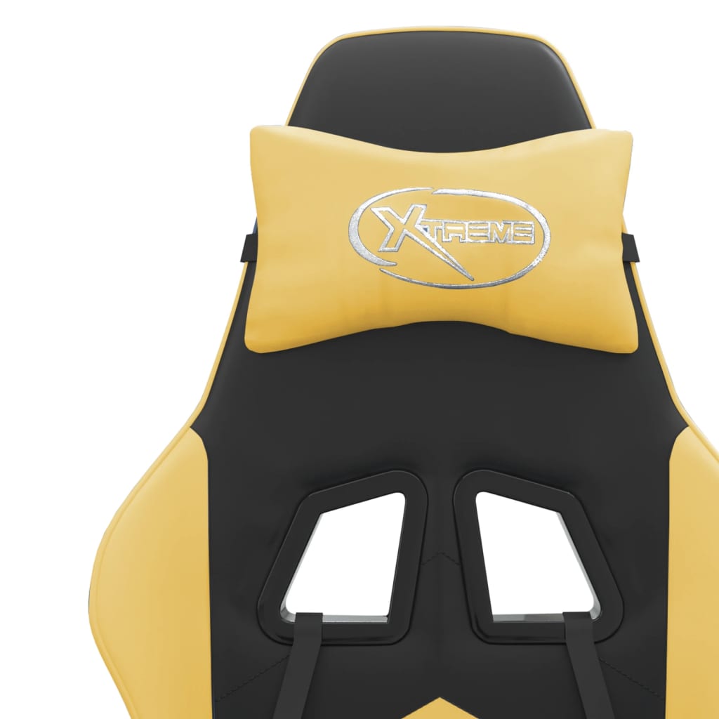 vidaXL Καρέκλα Gaming Περιστρ. Υποπόδιο Μαύρος χρυσός Συνθετικό Δέρμα