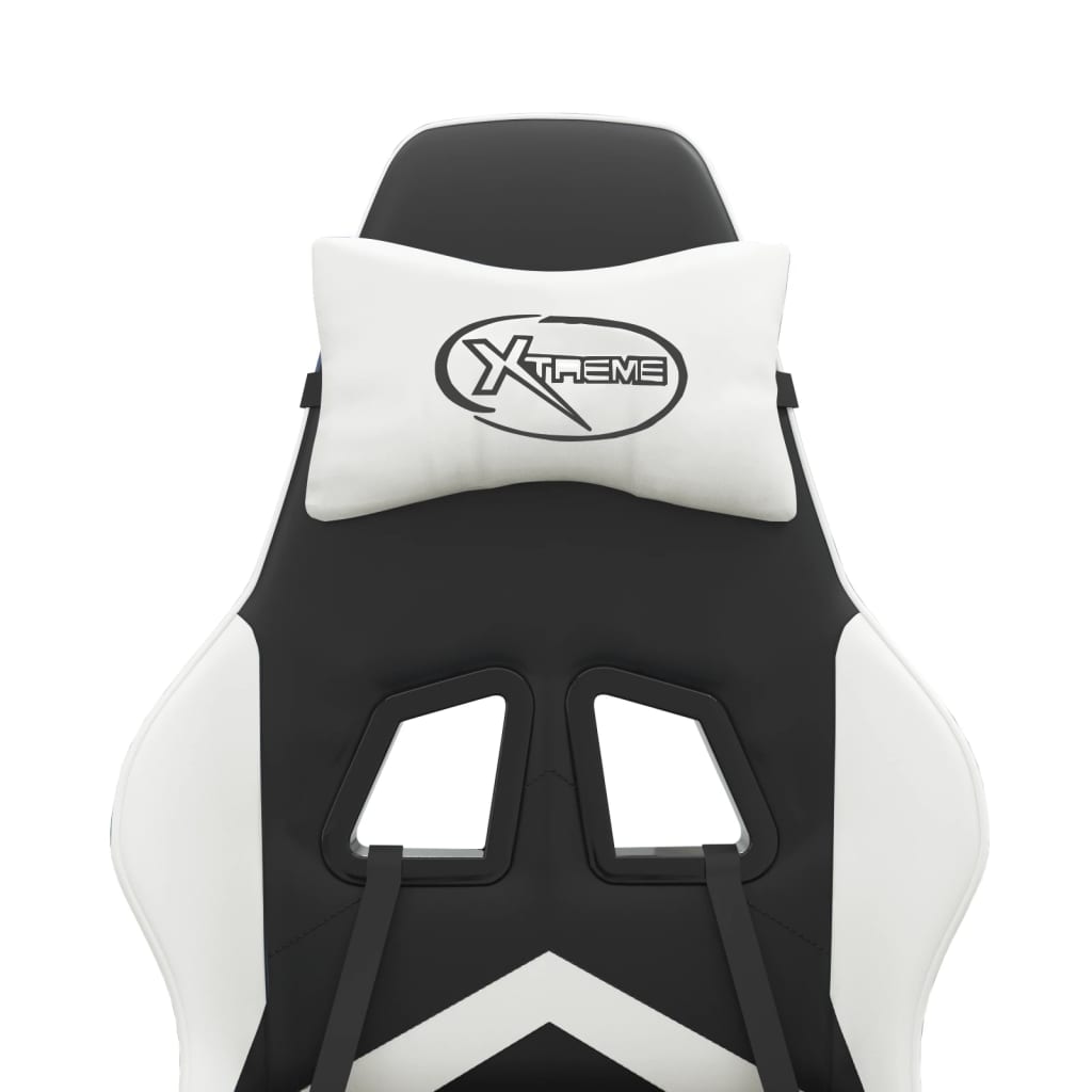 vidaXL Καρέκλα Gaming Περιστρ. Υποπόδιο Μαύρο άσπρο Συνθετικό Δέρμα