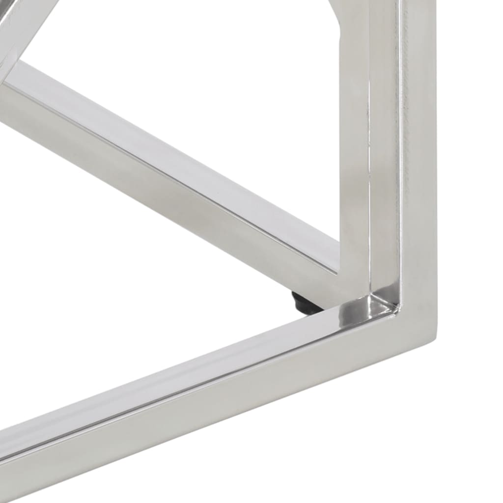 vidaXL Τραπέζι Σαλονιού Ασημί από Ανοξείδωτο Ατσάλι και Ψημένο Γυαλί