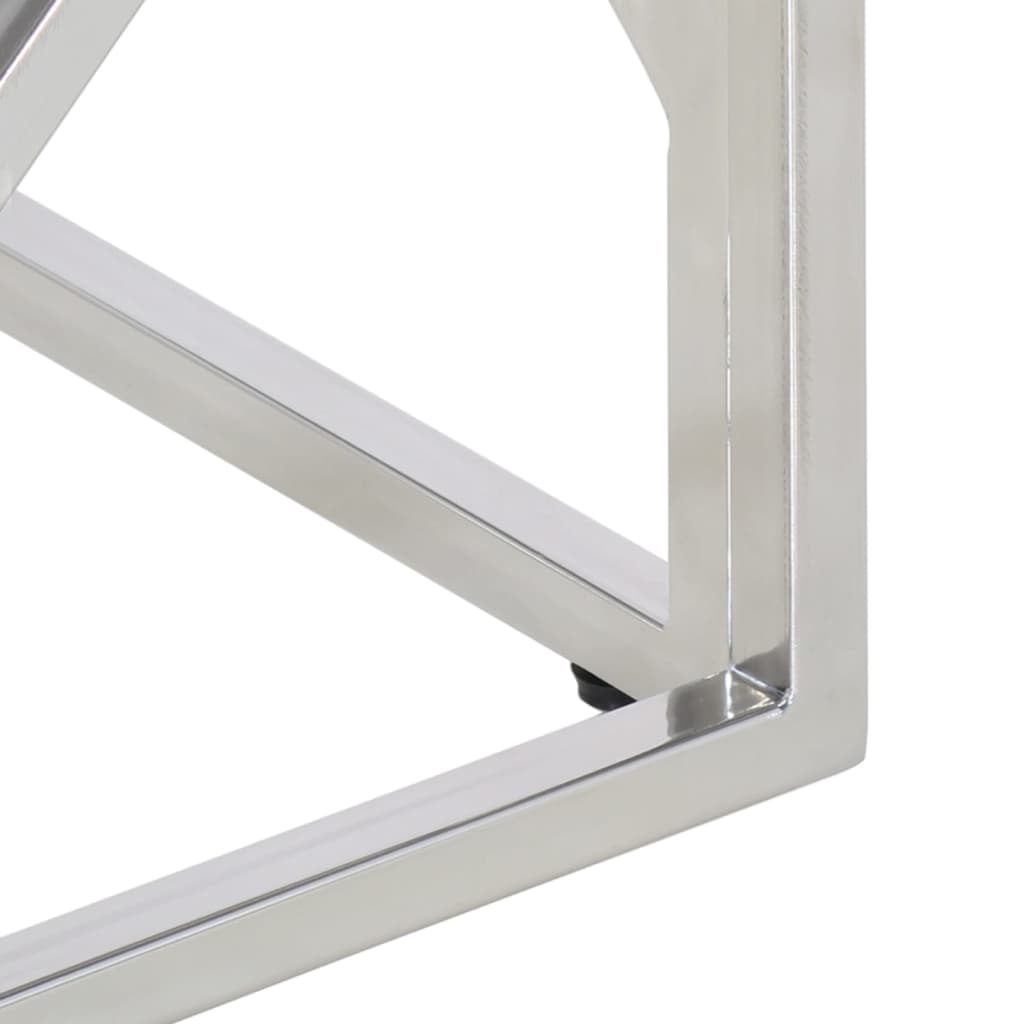 vidaXL Τραπεζάκι Σαλονιού Ασημί Ανοξείδωτο Ατσάλι & Μασίφ Ξύλο Ακακίας