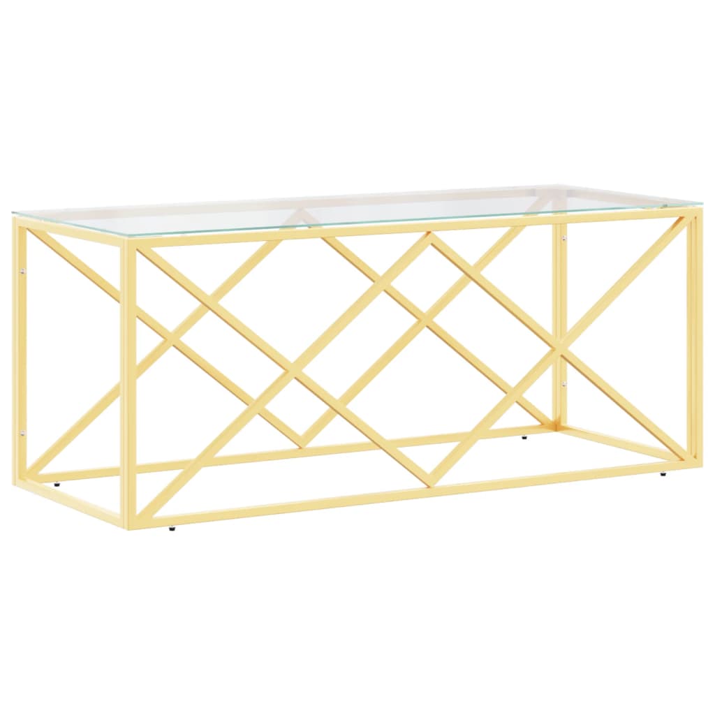 vidaXL Τραπέζι Σαλονιού 110x45x45 εκ. από Ανοξ. Ατσάλι και Γυαλί