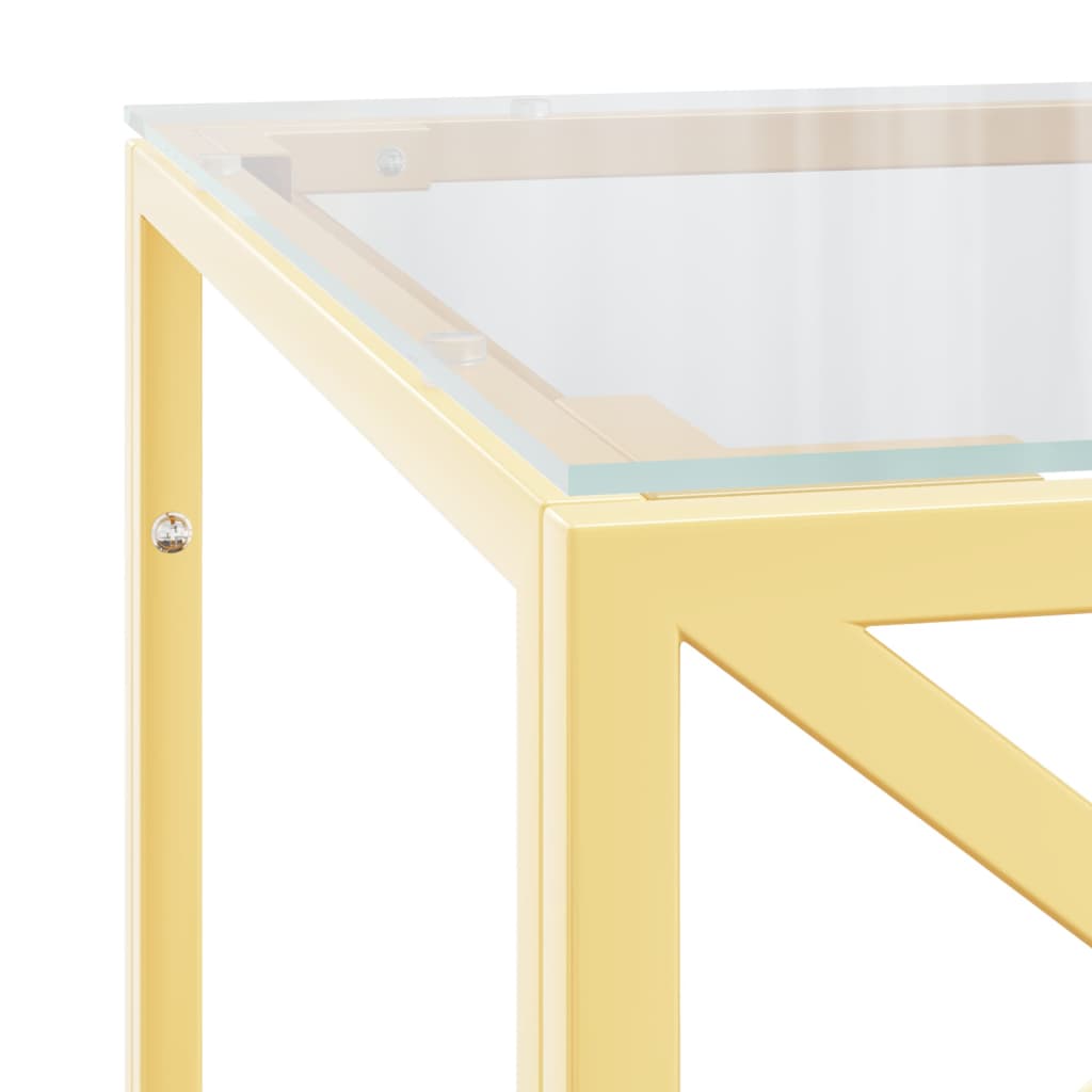 vidaXL Τραπέζι Σαλονιού 110x45x45 εκ. από Ανοξ. Ατσάλι και Γυαλί