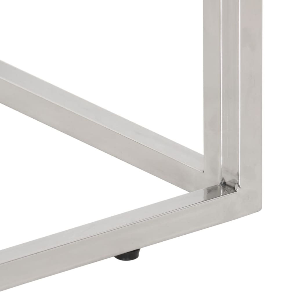 vidaXL Τραπέζι Κονσόλα Ασημί Ανοξείδωτο Ατσάλι & Μασίφ Ανακ. Ξύλο