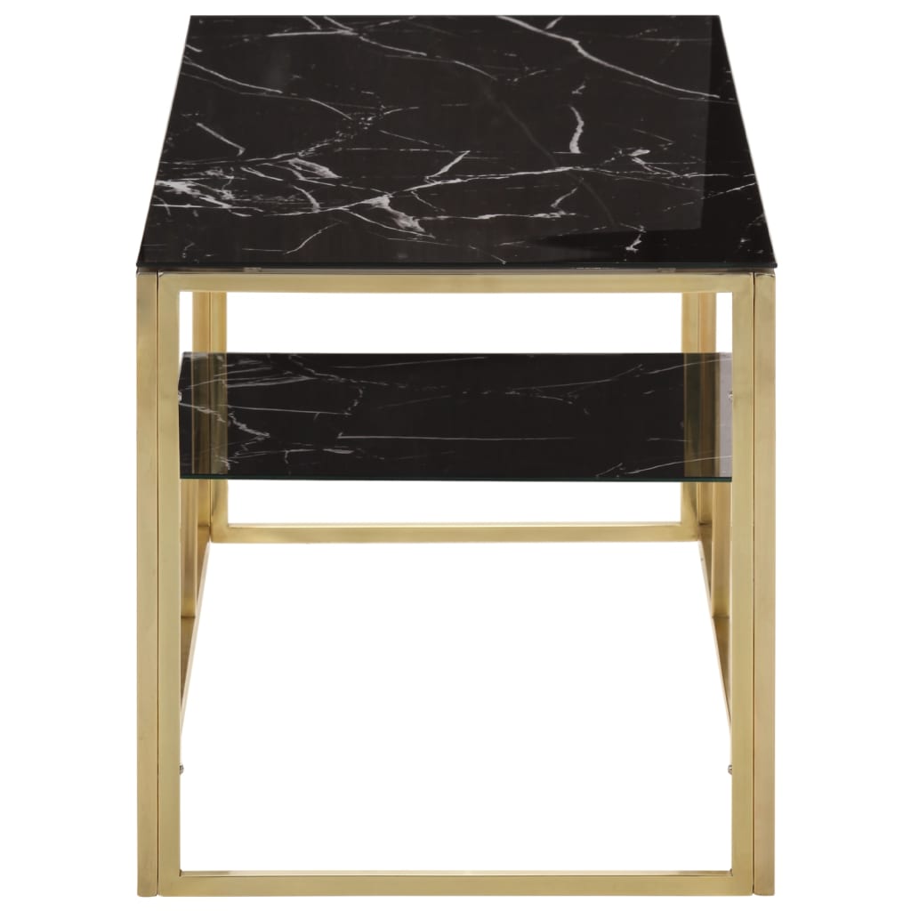 vidaXL Τραπέζι Σαλονιού Χρυσό από Ανοξείδωτο Ατσάλι και Ψημένο Γυαλί