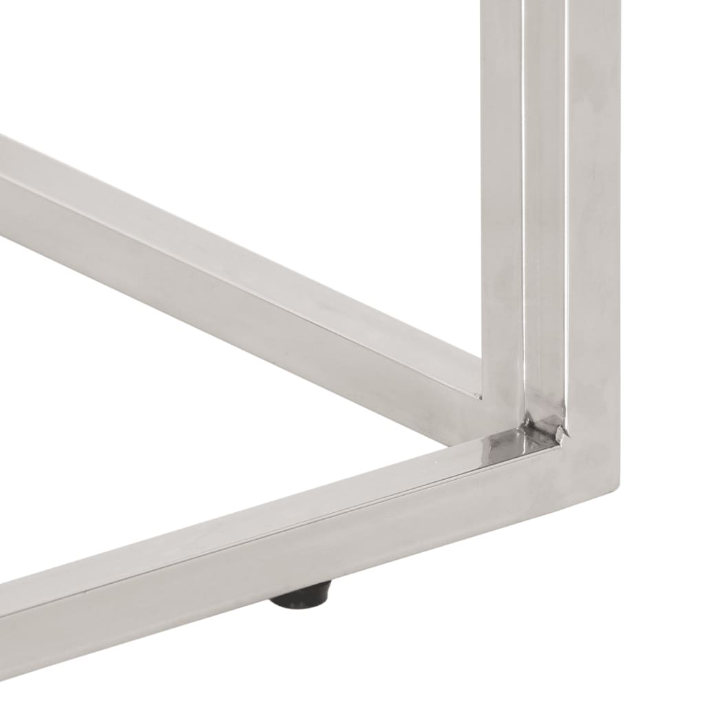 vidaXL Τραπεζάκι Σαλονιού Ασημί Ανοξείδωτο Ατσάλι & Ξύλο Sleeper