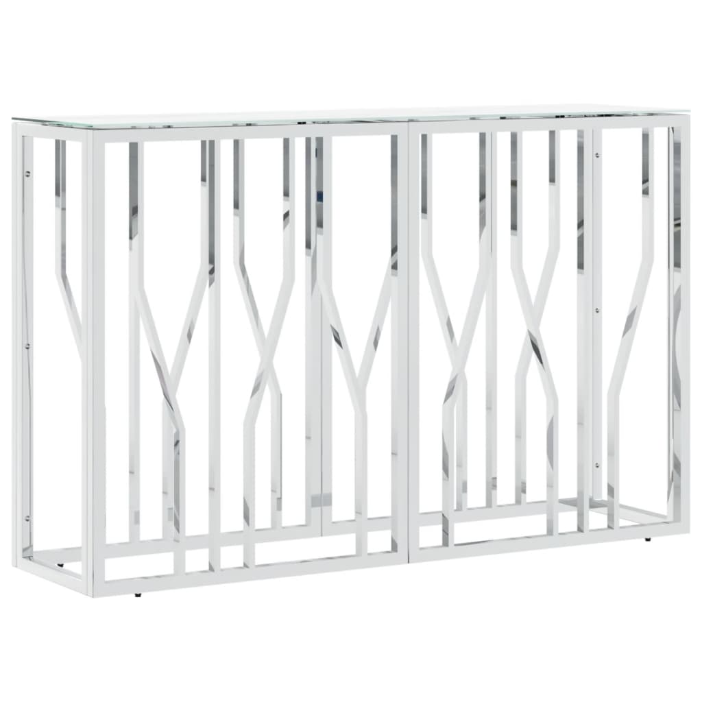 vidaXL Τραπέζι Κονσόλα Ασημί 110x30x70 εκ. Ανοξείδωτο Ατσάλι και Γυαλί