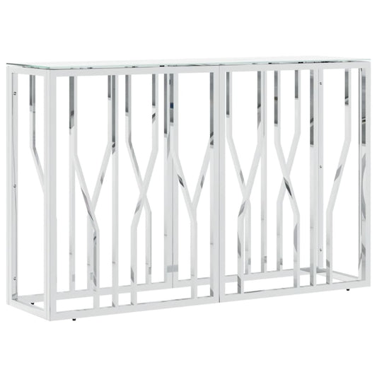 vidaXL Τραπέζι Κονσόλα Ασημί 110x30x70 εκ. Ανοξείδωτο Ατσάλι και Γυαλί