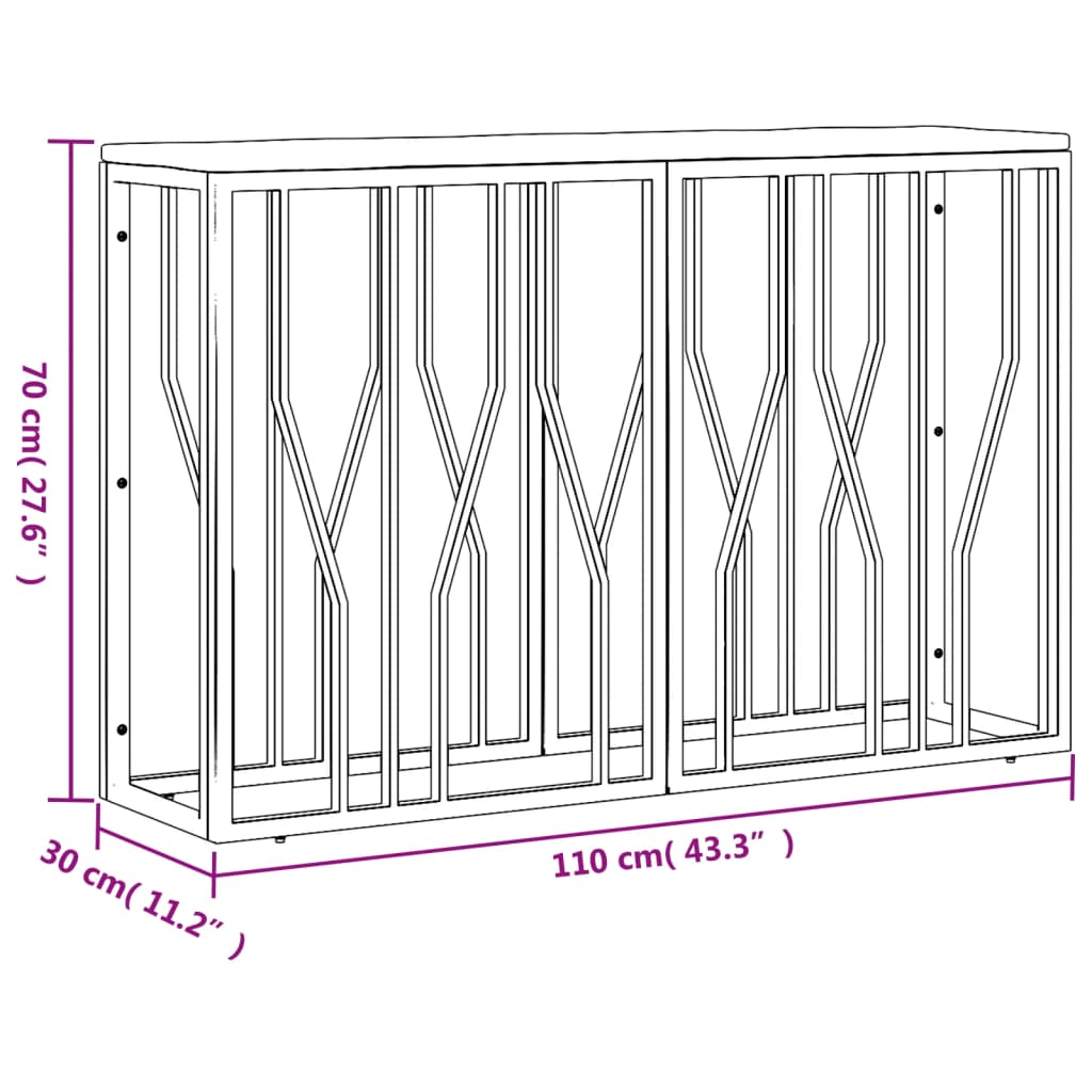vidaXL Τραπέζι Κονσόλα Ανοξείδωτο Ατσάλι & Μασίφ Ανακυκλωμένο Ξύλο