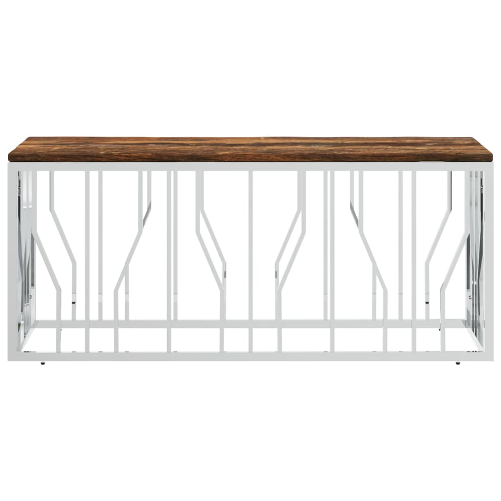 vidaXL Τραπεζάκι Σαλονιού Ανοξείδωτο Ατσάλι & Μασίφ Ανακυκλωμένο Ξύλο