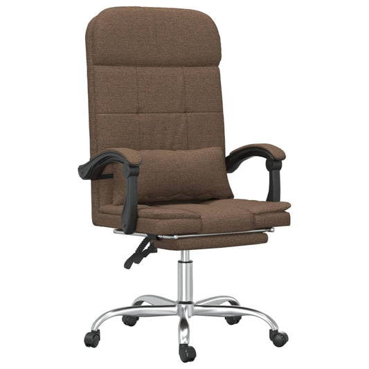 vidaXL Καρέκλα Γραφείου Μασάζ Ανακλινόμενη Καφέ Υφασμάτινη