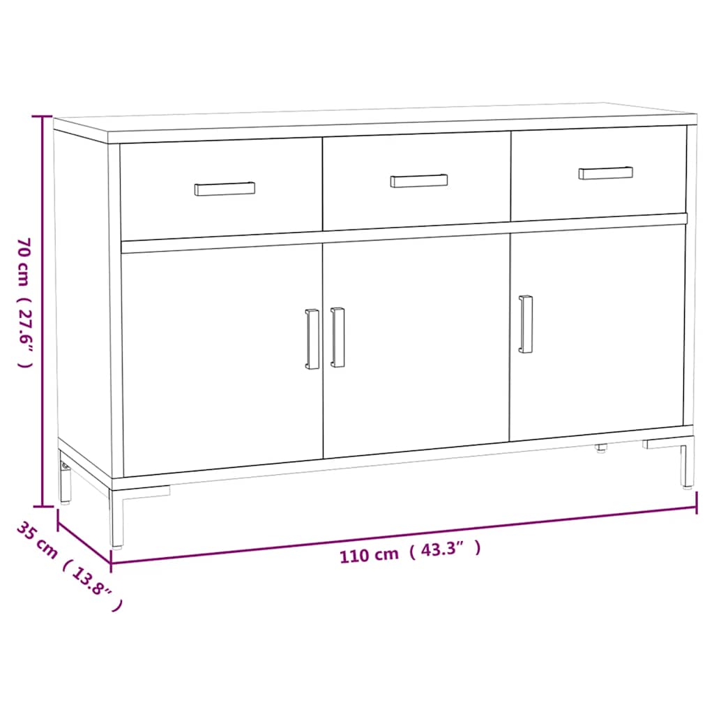 vidaXL Ντουλάπι Καφέ 110 x 35 x 70 εκ. από Μασίφ Ξύλο Πεύκου